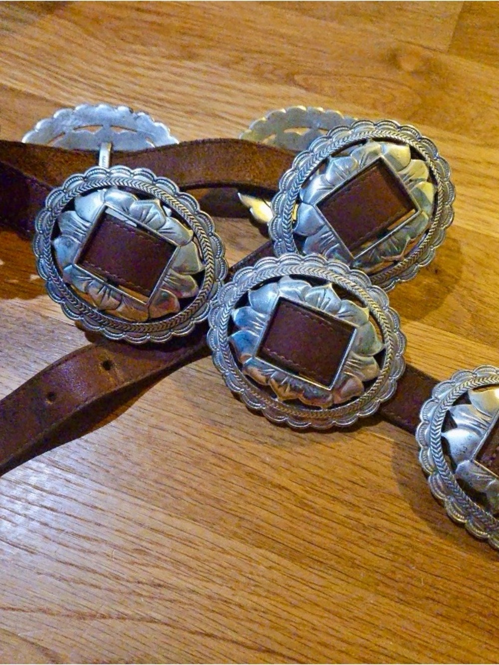Vintage 1993 Brighton Silver Sunflower Concho Belt 🌻